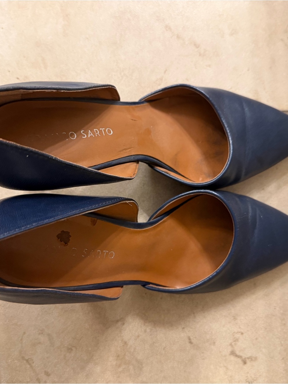 Franco Sarto Navy Pointed D'Orsay Leather heels